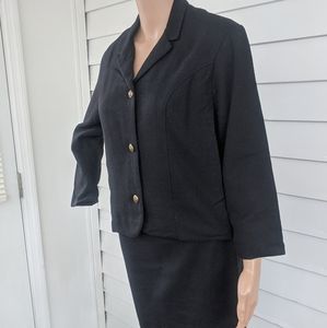 60s Skirt Suit  Vintage Jacket Set Black Classic S